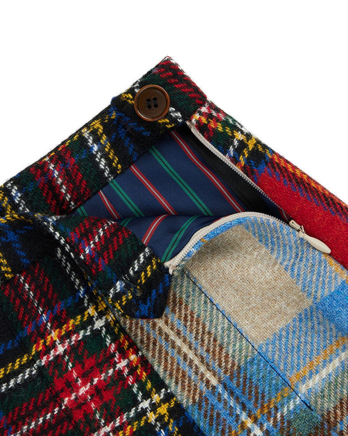 Women's Wool Cocktail Pleated Mini Skirt Holiday Tartan