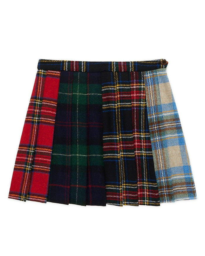 Women's Wool Cocktail Pleated Mini Skirt Holiday Tartan