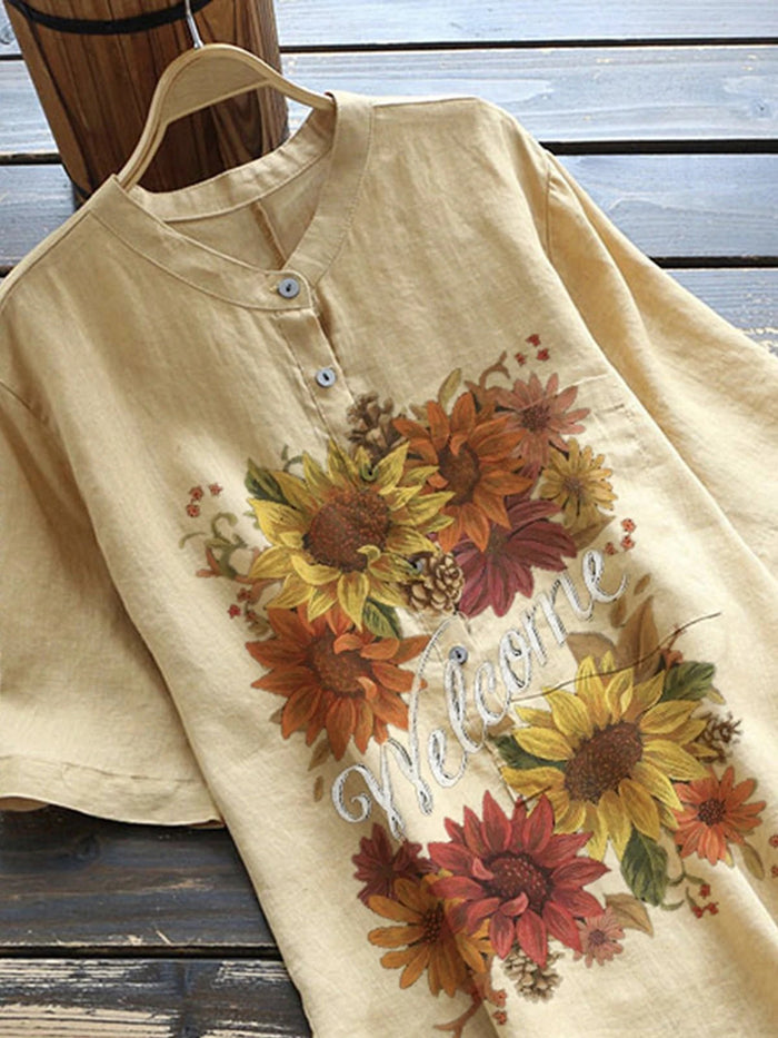 Yellow Casual Floral Shirts & Tops