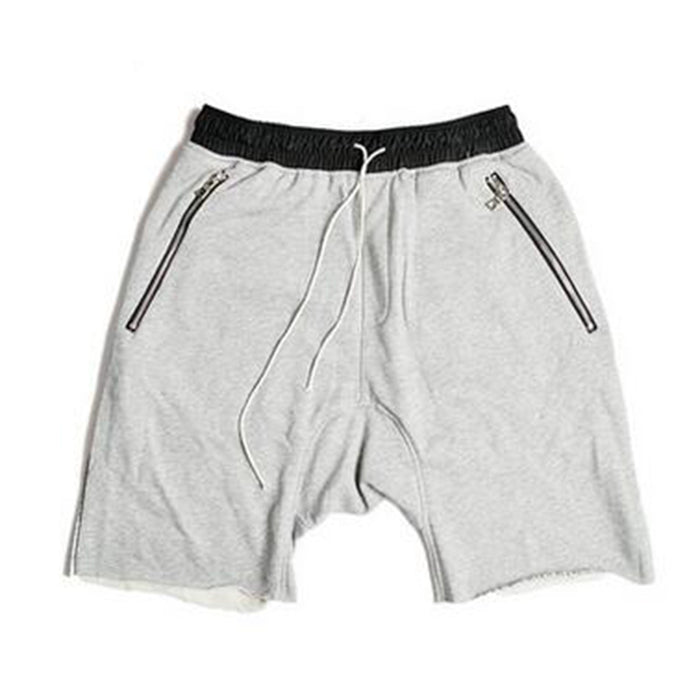 Zip Pocket Drawstring Solid Color Shorts