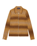 Zip Through Gradient Striped Sweater Brown Gradient